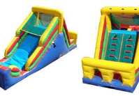 Interactive slide 14' tall - dry with 2 lanes and rock wall - 25x11x14h 